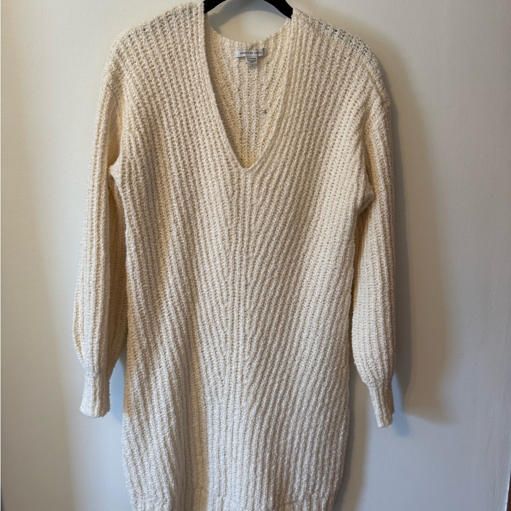 Cozy Cream V-Neck Dress